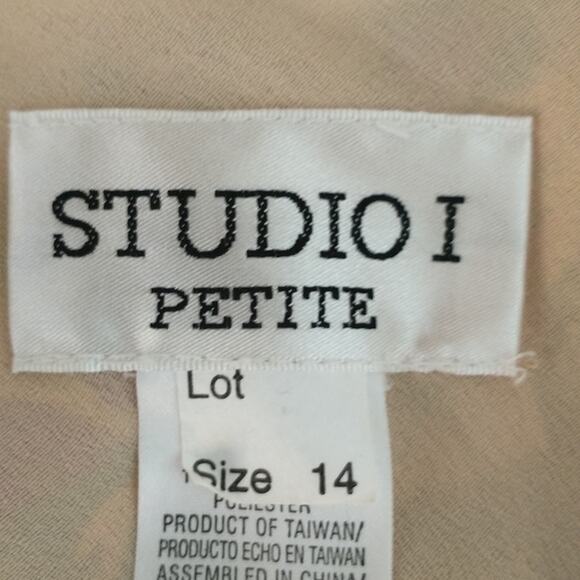 Studio I Waterfall Back Chiffon Top Wmn's 14P Yellow Floral Split Cap Sleeve Y2K - Picture 2 of 16